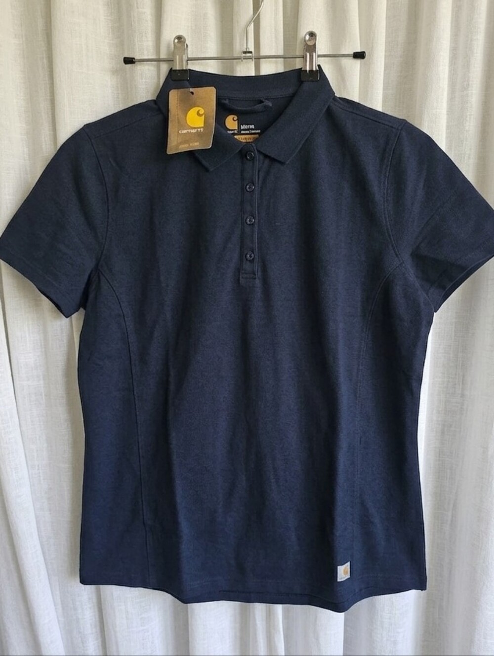 Carhartt Women's Contractor's Short Sleeve Work Polo in navy blue.